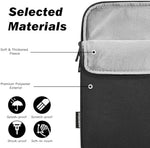 Water-resistant polyester exterior material of the Dadanism tablet sleeve bag repelling liquid drops.
