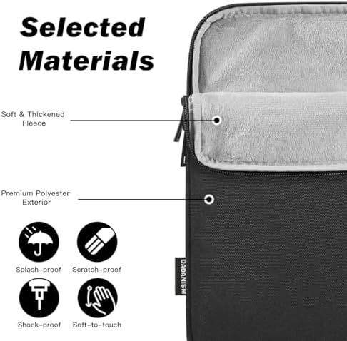 Water-resistant polyester exterior material of the Dadanism tablet sleeve bag repelling liquid drops.