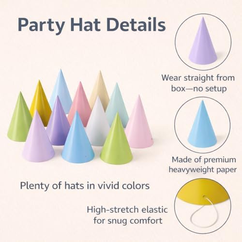 Fvumhlaoog 24-Pack Birthday Party Hats colorful display
