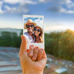 Side angle shot of the USA imported Fujifilm Instax Mini film pack with decorative magnetic borders.