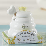 Kate Aspen Sweet as Can Bee Ceramic Mini Honey Pot with Wooden Honey Dipper (3.4 oz) Honey Jar, Bee Decor, White/Yellow (23261WT) - Image 3