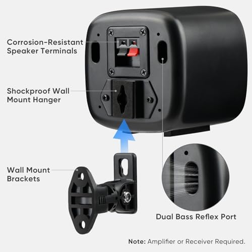 Side profile of Saiyin speakers with wall mounting bracket attached