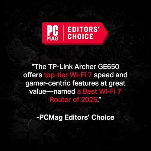 TP-Link Archer GE650 high-performance router rear panel displaying multi-gigabit 5G and 2.5G ports.