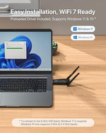 BrosTrend premium desktop internet adapter packaging and contents illustrating the plug and play setup components.