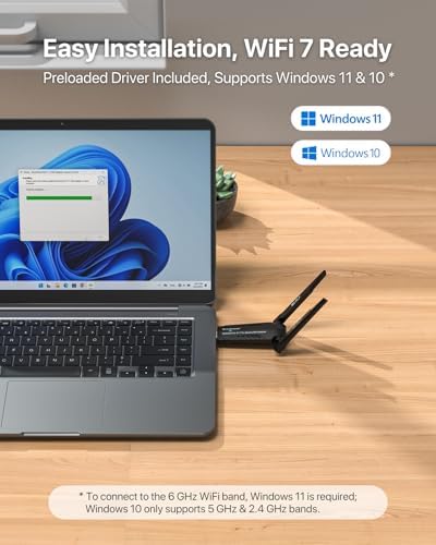 BrosTrend premium desktop internet adapter packaging and contents illustrating the plug and play setup components.