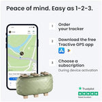 Tractive XL smart pet tracker packaging and accessories