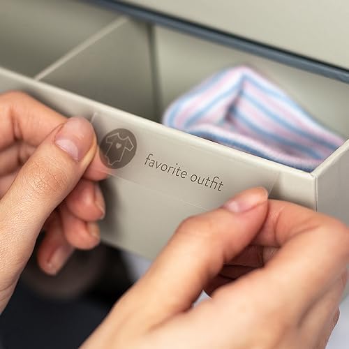 Hand-illustrated labels included with Savor baby memory organizer