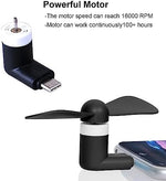 Two pack bundle of the Generic Sokelinn-six portable mobile smartphone fans laid out on a clean backdrop.