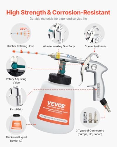 VEVOR vortex cleaning gun showing the one liter liquid bottle detached from the main body