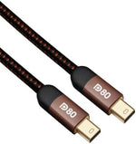 Eighty gigabit certified gaming monitor cord showing flexible braided sleeve detailing.