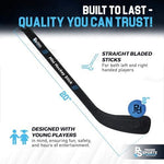 Packaging of the authentic USA imported Premier Sports knee hockey set.