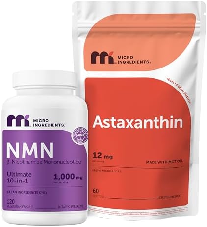Micro Ingredients astaxanthin and NMN complex bundle front view supplement packaging
