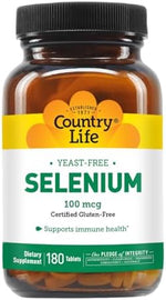 Country Life Selenium 180 Tablets showing the clear dosage instructions and safety seal