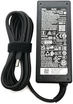 Close up view of the four point five millimeter charging pin connector on the Dell laptop power supply.