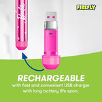 Firefly Barbie sonic toothbrush packaging with included USB cable.