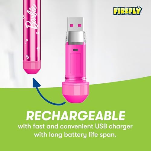 Firefly Barbie sonic toothbrush packaging with included USB cable.