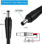 Siocen male barrel power adapter cord close up on the five point five millimeter connector