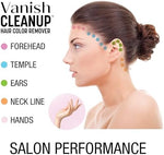 Vanish Cleanup hair dye removal wipes showing aloe vera and glycerin skin benefit icons