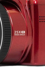 Kodak PIXPRO AZ255-RD wide angle lens digital camera angled side view showcasing its ergonomic hand grip.
