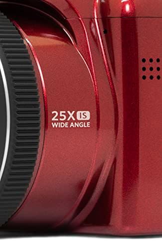 Kodak PIXPRO AZ255-RD wide angle lens digital camera angled side view showcasing its ergonomic hand grip.