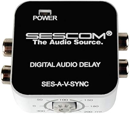 Sescom SES-A-V-SYNC audio video delay corrector rear panel and connection ports
