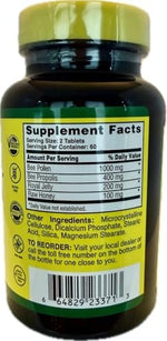 Nature Cure Bee dietary supplement bottle showcasing nutritional facts including one thousand milligram bee pollen content.