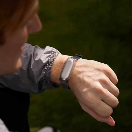 Side view of the authentic Plaud NotePin wearable wristband showing its sleek profile.
