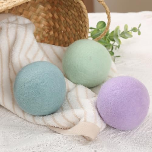 Pastel colored organic laundry balls showcasing the premium handmade texture