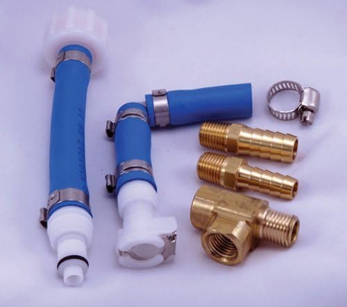 Atlantis Flush Kit for Kawasaki ZXI STX showing premium brass fittings and quick snap hose attachment for marine engine maintenance.