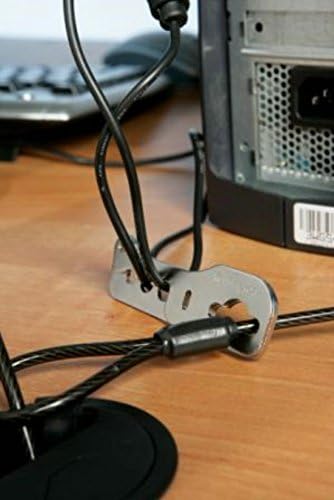 Kensington CableSaver silver metal desk anchor with laptop lock pass through loop