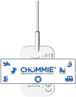 Pack of 60 latex free Chummie Flexitape bedwetting alarm accessories box back cover.