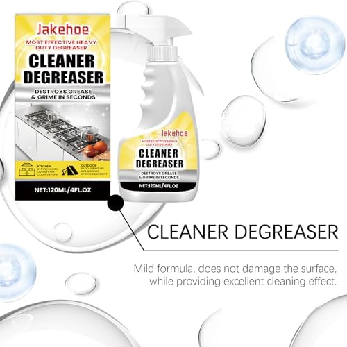 Wanban kitchen grease cleaner spray showing effective cleaning on stainless steel surfaces.