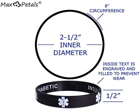 Adult size waterproof diabetes emergency alert wristbands in blue red white gray and black