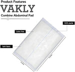 Vakly sterile individually wrapped 5x9 inches abdominal pads showing outer protective pouch