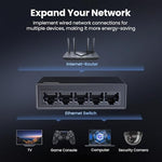UGreen compact unmanaged network hub displaying rear connection ports