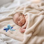 Washable cotton crochet octopus therapeutic gift for premature infants in blue