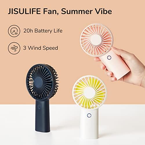 JISULIFE compact handheld fan with the front cover detached demonstrating easy cleaning steps