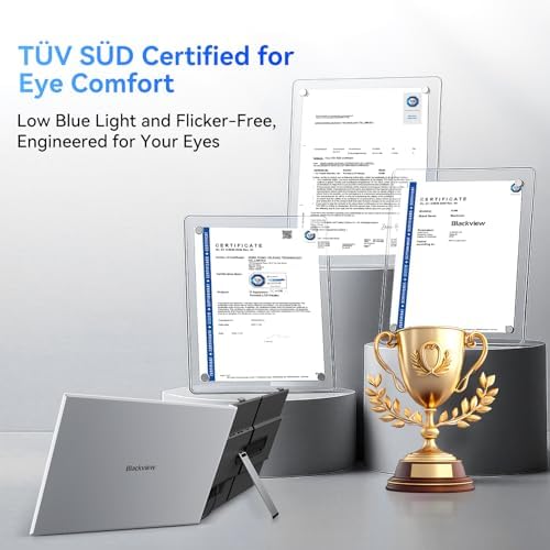 Blackview dual display attachment mounted firmly onto a fifteen inch premium laptop in an office environment.