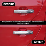 Universal clear adhesive scratch guards shown against various car paint colors to emphasize invisible look