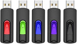 RAOYI 64GB thumb drive multipack demonstrating the capless slide mechanism extended and retracted