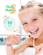 Side view of NELL&WELL battery powered toothbrush showing three cleaning modes