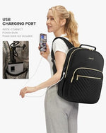 LOVEVOOK work backpack for women with the padded compartment open holding a fifteen point six inch laptop