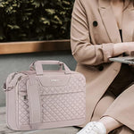 EMPSIGN expandable briefcase side profile view demonstrating the two inch zipper expansion system