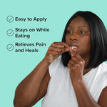 Mint flavored oral bandage tablets for adult mouth sore protection