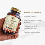Authentic imported Solgar non-GMO gluten free vitamin D3 softgels premium packaging details