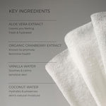 Natural ingredients display of aloe vera and coconut oil used in Freshies wipes.