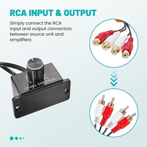 NuIth car audio bass control knob dual channel input and output connections
