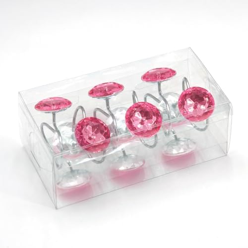 Polished chrome finished shower curtain hooks showing diamond emblem details.