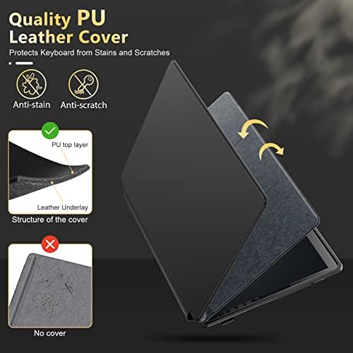 Infiland Surface Pro case opened to display soft synthetic leather interior lining