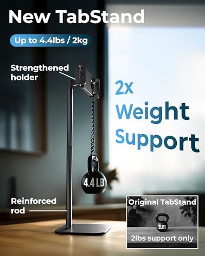 COOPER portable monitor stand demonstrating 360 degree landscape rotation for dual screen trading layouts